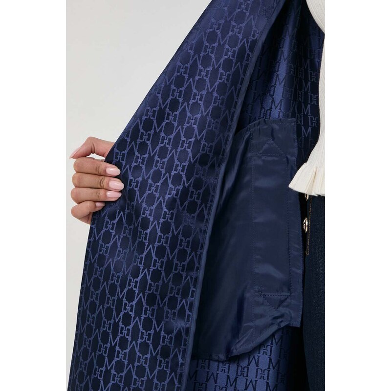 Kabát Marciano Guess MONOGRAM dámsky, tmavomodrá farba, prechodný, 4RGL07 7026A