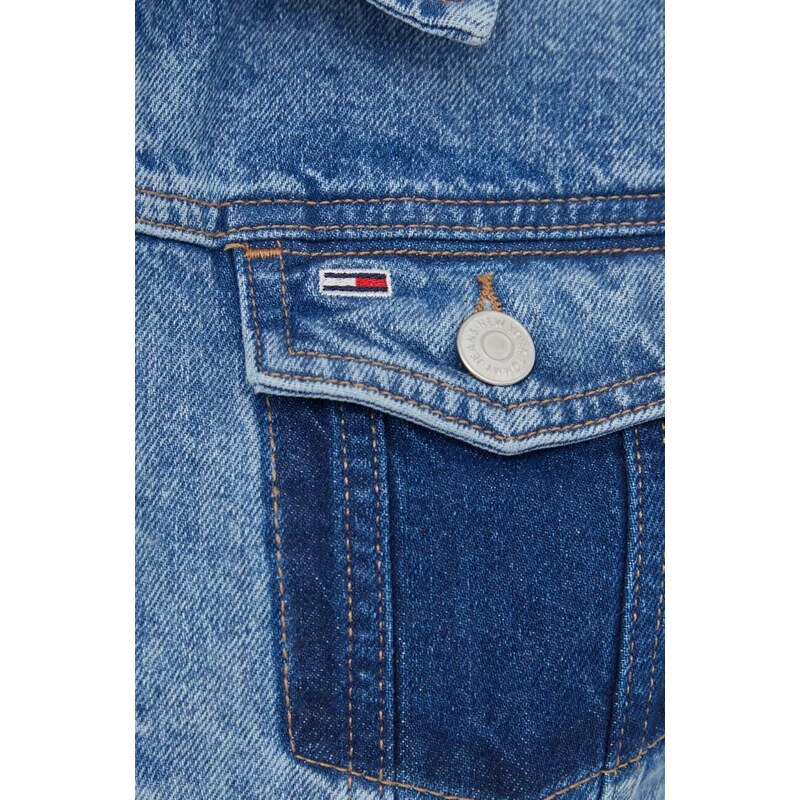 Rifľová bunda Tommy Jeans dámska,prechodná,DW0DW16989