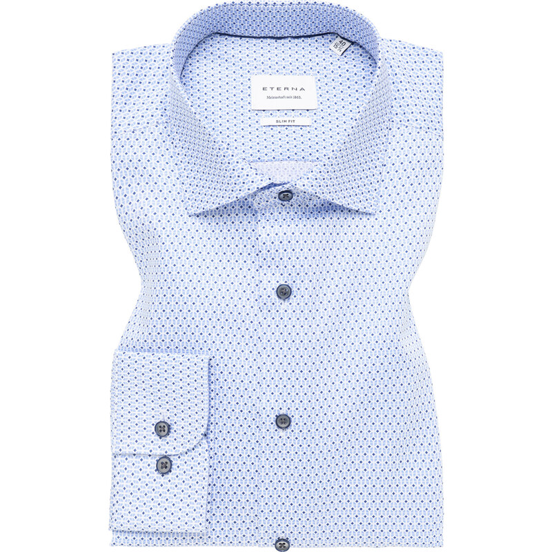 ETERNA Slim Fit modrá printová košeľa Popelín Non Iron 53199946