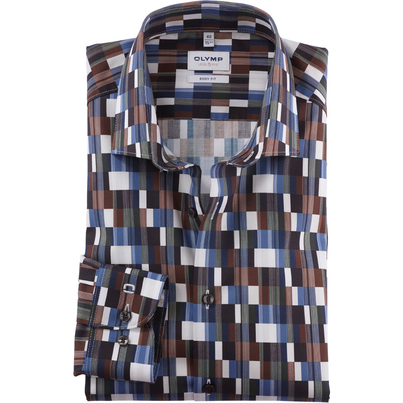 Pánska hnedá košeľa OLYMP body fit 48046975