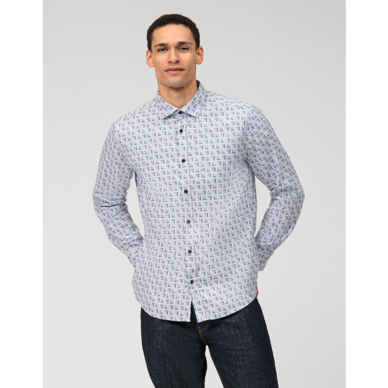 Pánska modrá flanelová košeľa OLYMP regular fit 48046981