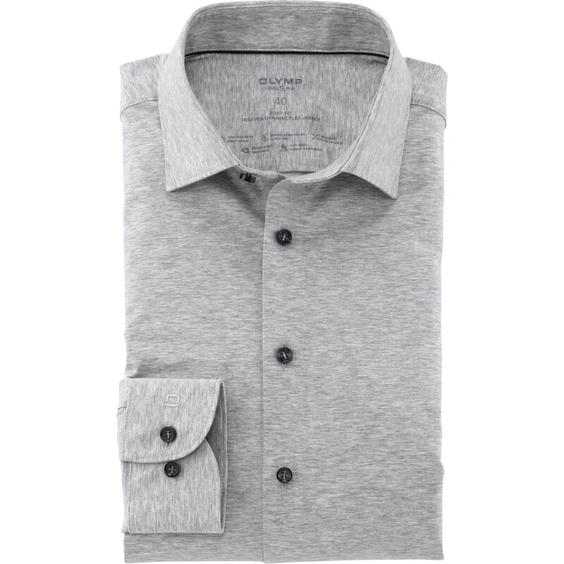 Pánska melanžovosivá elastická košeľa Flex jersey OLYMP body fit 48046936