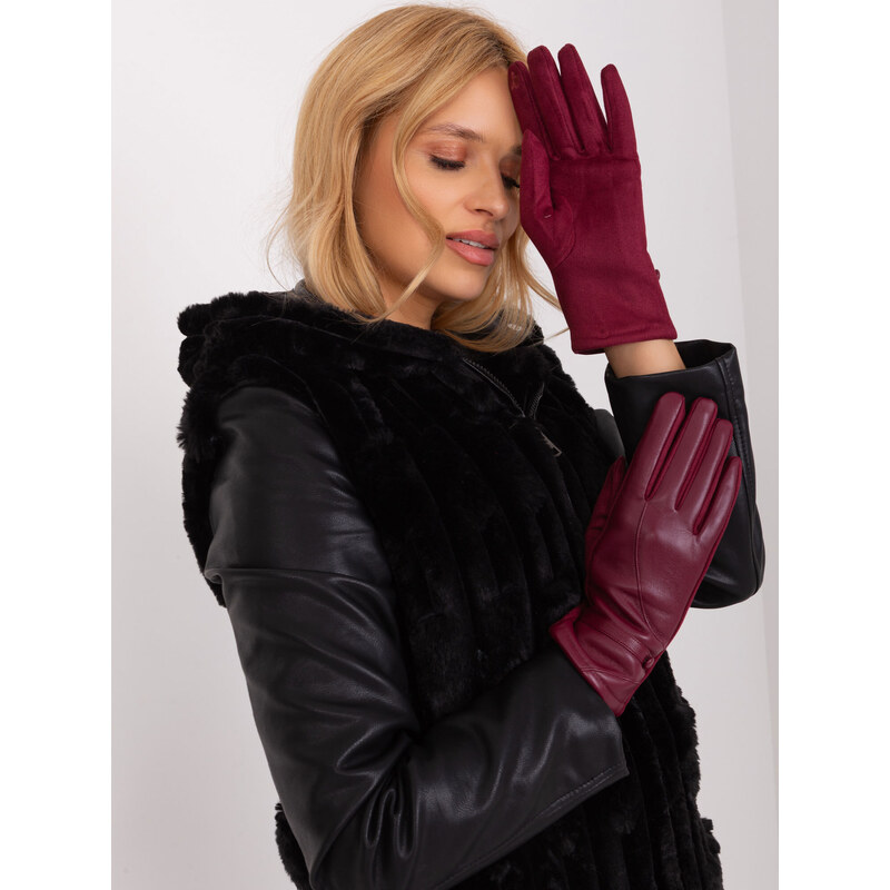 Wool Fashion Italia Gloves-AT-RK-239802.28-burgundy 64686970