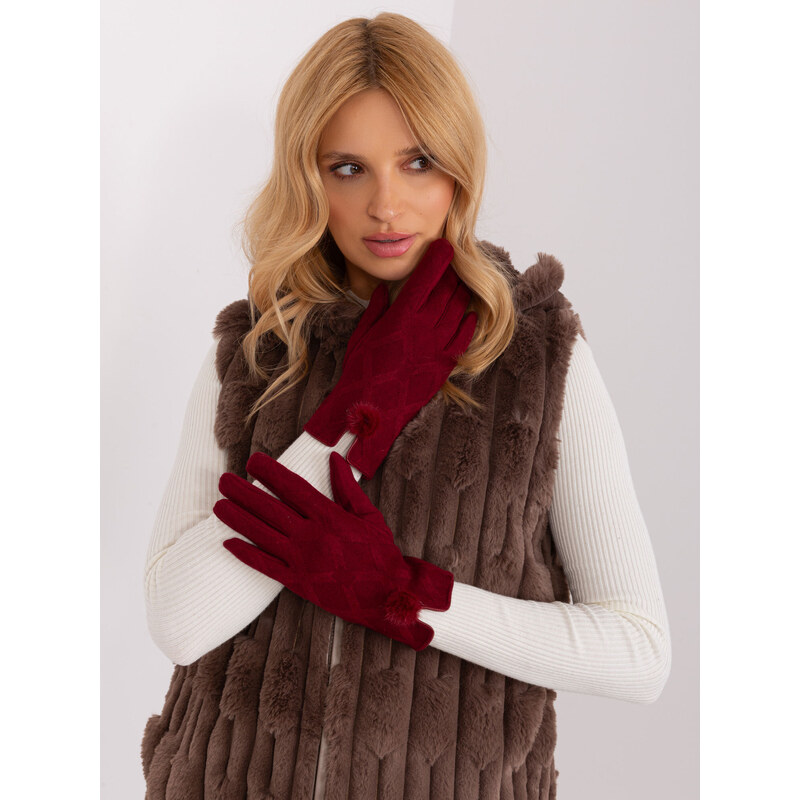 Wool Fashion Italia Gloves-AT-RK-239506.98-burgundy 64687096