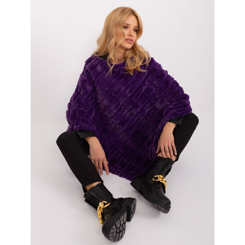 Wool Fashion Italia Poncho-AT-PN-2347.68-dark purple 64687195