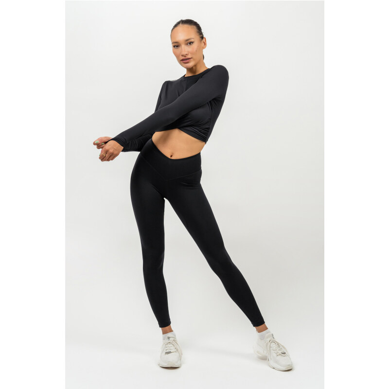 NEBBIA - Honey Bunny crop top s dlhým rukávom 821 (black) 