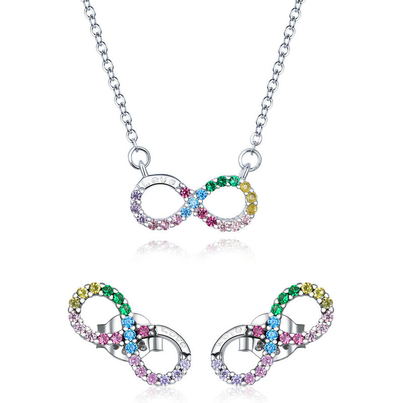 Ligot Strieborný set náušnice a náhrdelník symbol nekonečna 48065903