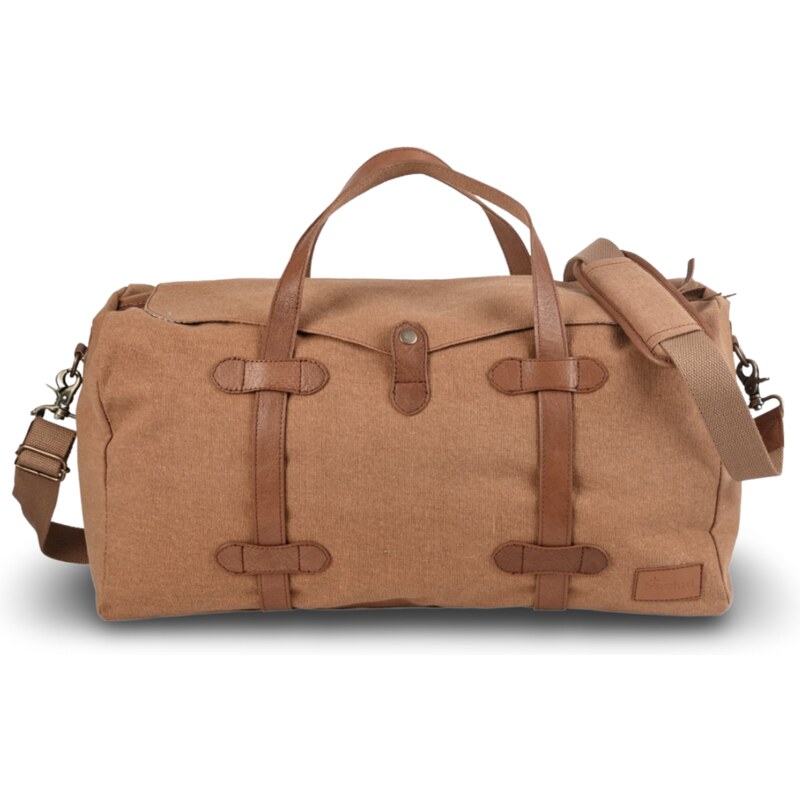 Bagind Putuy Tramp - unisex cestovná taška látková s koženými detailmi hnedá, ručná výroba