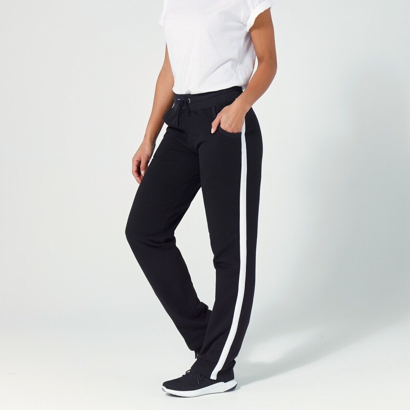 Športové dvojfarebné rovné nohavice čierna/biela 036 Blancheporte 48073653