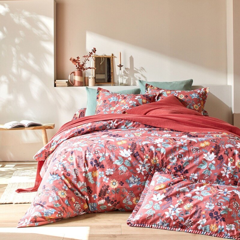 Blancheporte Bavlnená posteľná bielizeň Kelly s potlačou kvetín ružové drevo 200