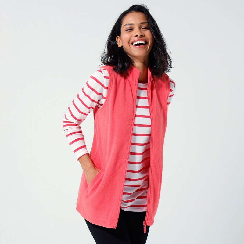 Fleecová vesta na zips koralová 052 Blancheporte 48075131