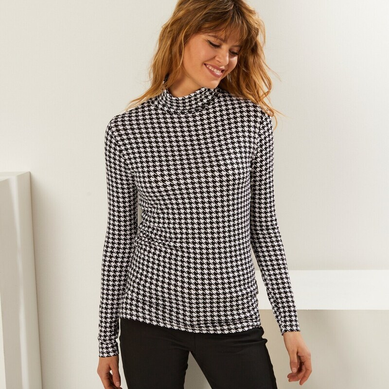 Tričkový rolák s potlačou kohútej stopy čierna/biela 036 Blancheporte 48075997