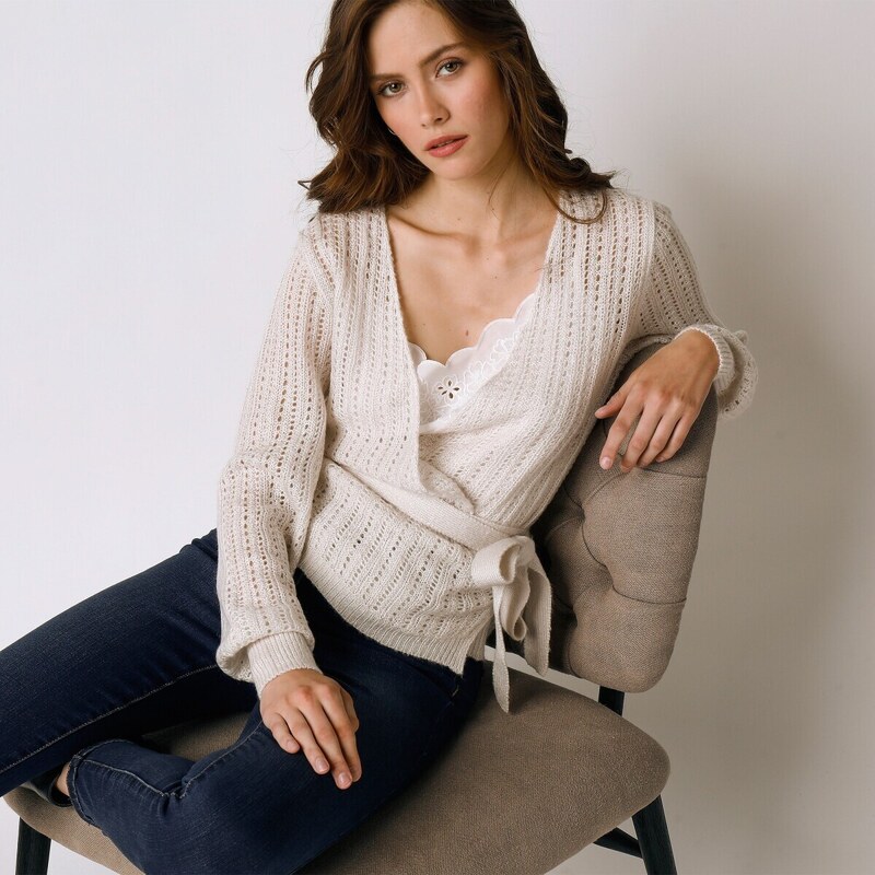 Ažúrový zavinovací sveter ražná 044 Blancheporte 48076048