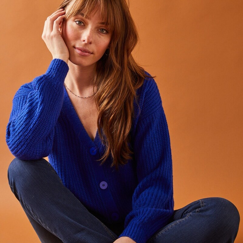 Voľný sveter, mohérový na dotyk tmavomodrá 056 Blancheporte 48076118