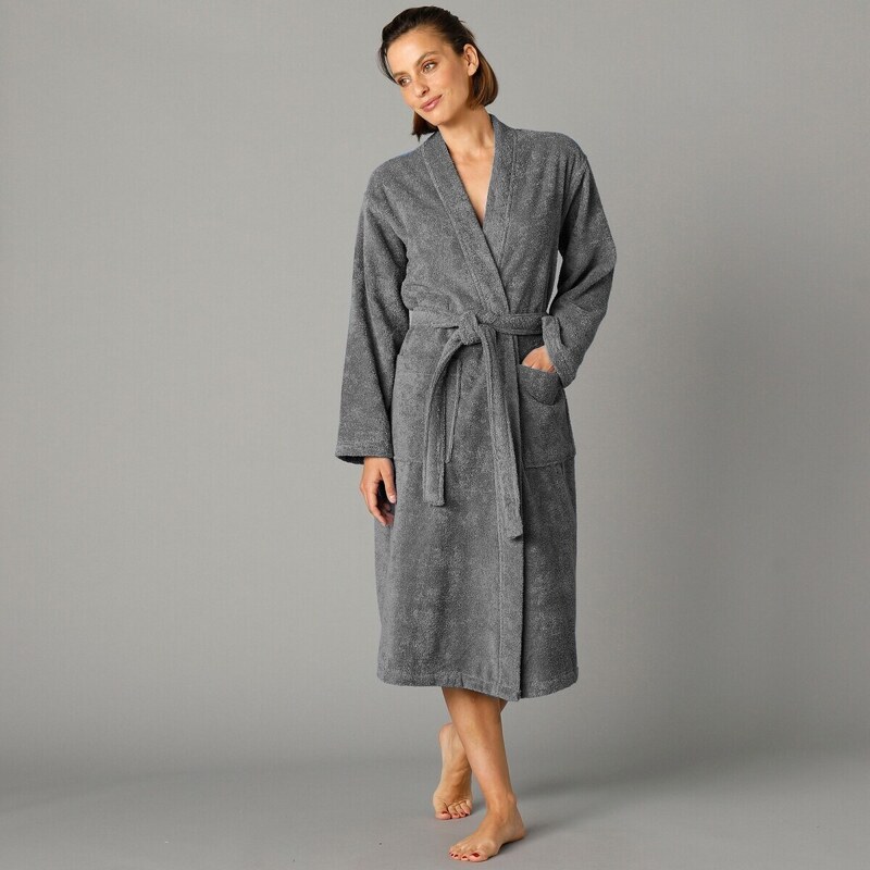 Jednofarebný župan z buklé froté zn. Colombine s kimono golierom 48076273