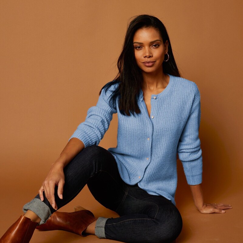 Sveter s perleťovými gombíkmi levanduľová 040 Blancheporte 48076453