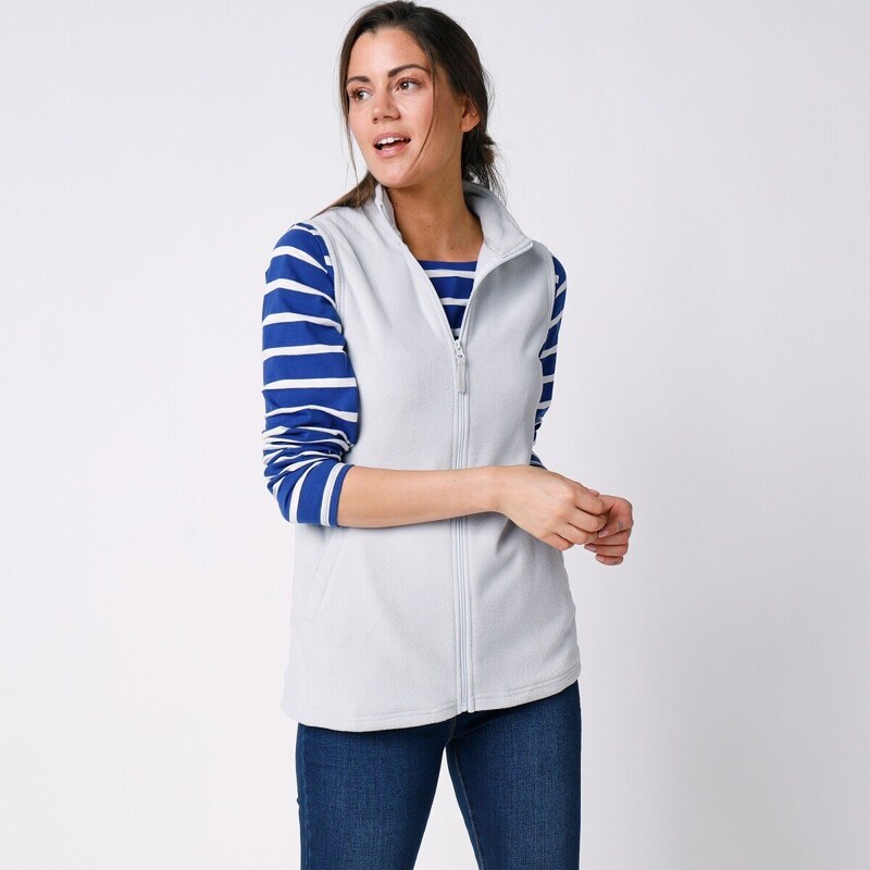 Fleecová vesta na zips perlovosivá 050 Blancheporte 48076564