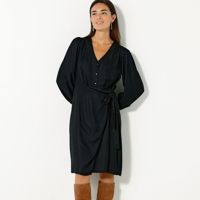 Šaty s nariasením a dlhými rukávmi čierna 036 Blancheporte 48077270