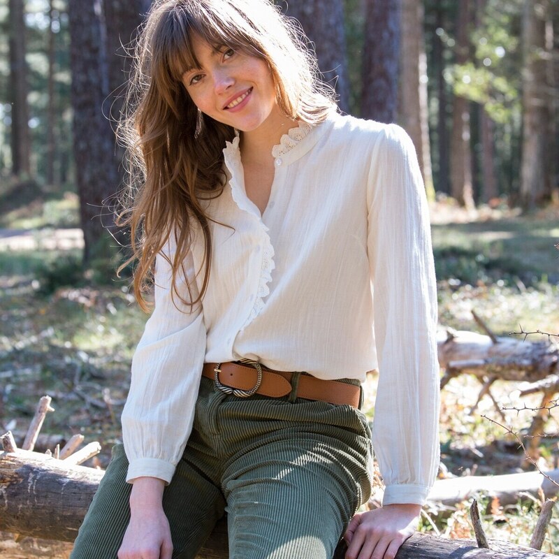 Jednofarebná blúzka z mušelínu slonová kosť 044 Blancheporte 48077391