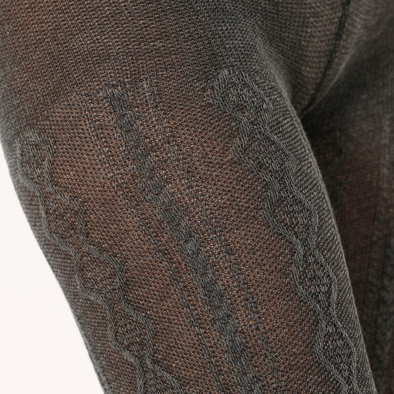 Blancheporte Bavlnené pančuchové nohavice s vrkočovým vzorom sivá 002