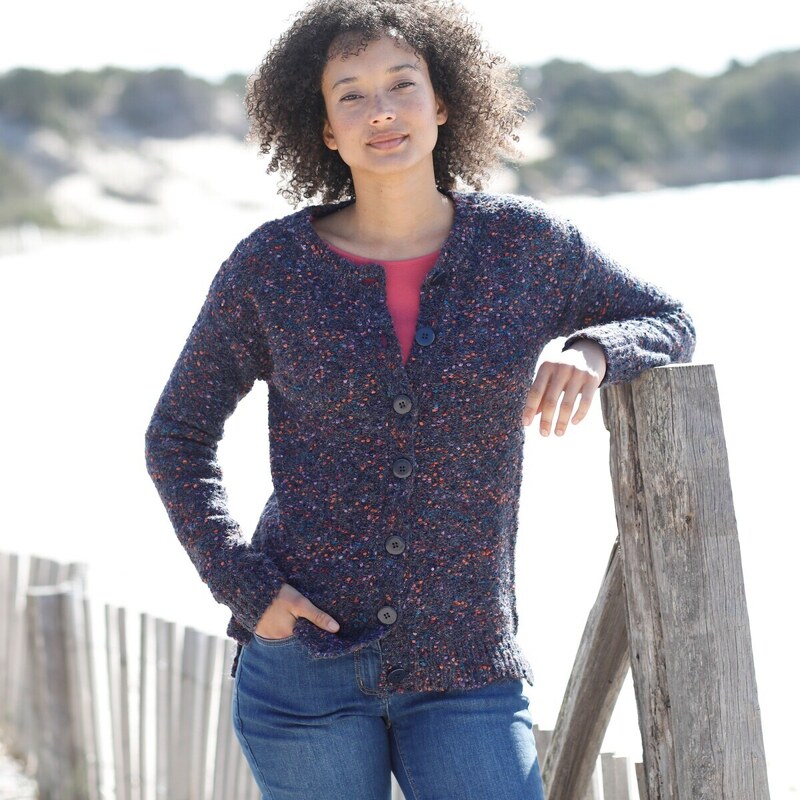 Buklé sveter na gombíky nám. modrá 044 Blancheporte 48077506