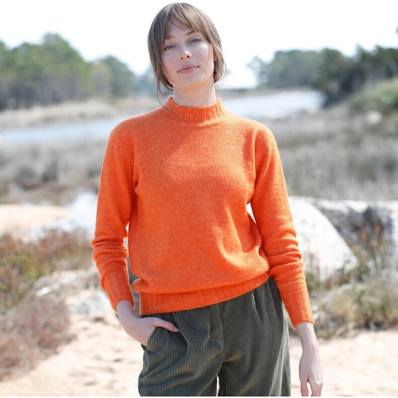 Pulóver so stojačikom z recyklovaného polyesteru oranžová 048 48077679