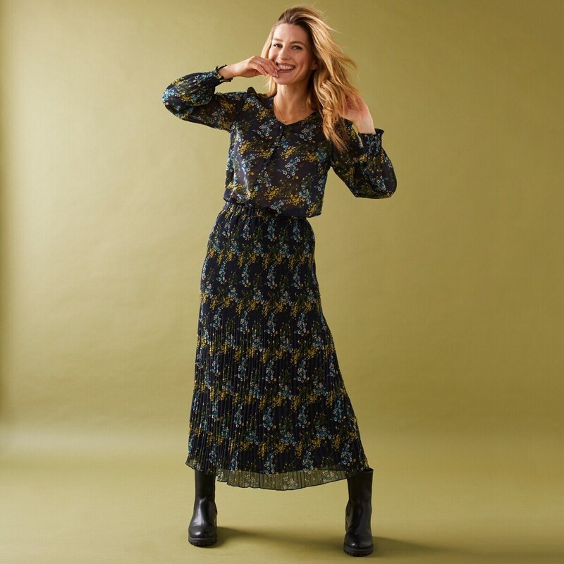 Blúzka s potlačou kvetín, vo folkovom štýle z recyklovaného polyesteru 48077891