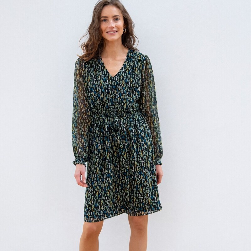 Voálové šaty s minimalistickým vzorom čierna/zelená 050 Blancheporte 48078178