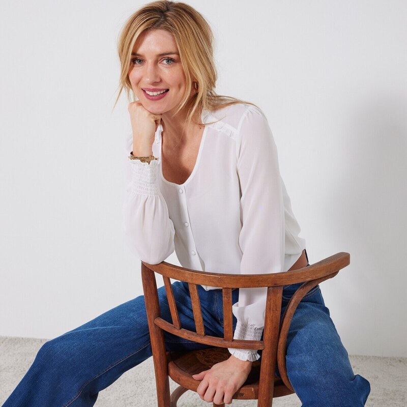 Jednofarebná blúzka z recyklovaného polyesteru ražná 044 Blancheporte 48078354