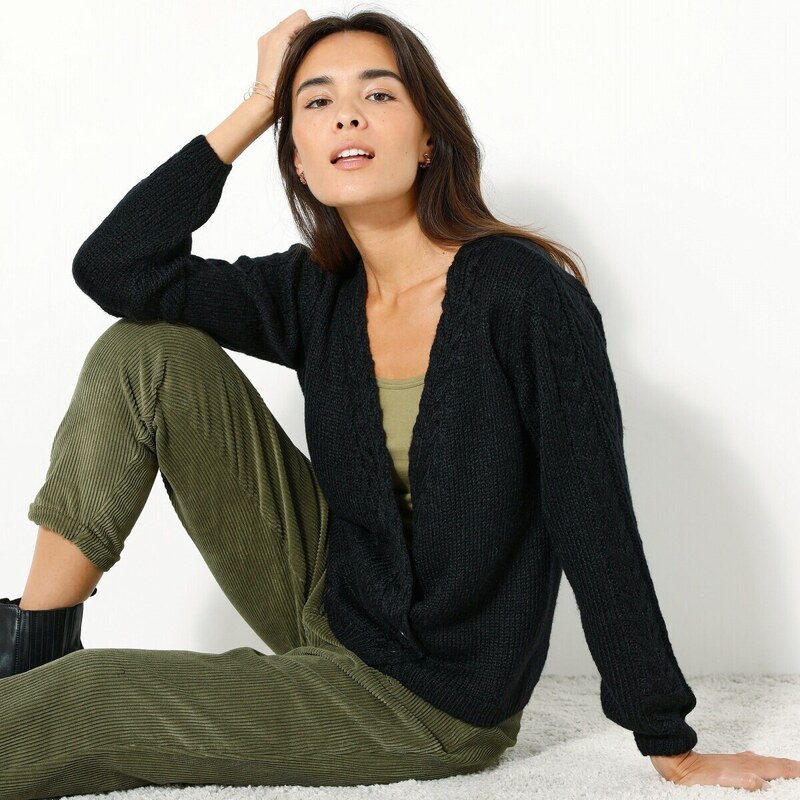 Sveter so zavinovacím zapínaním čierna 048 Blancheporte 48078372