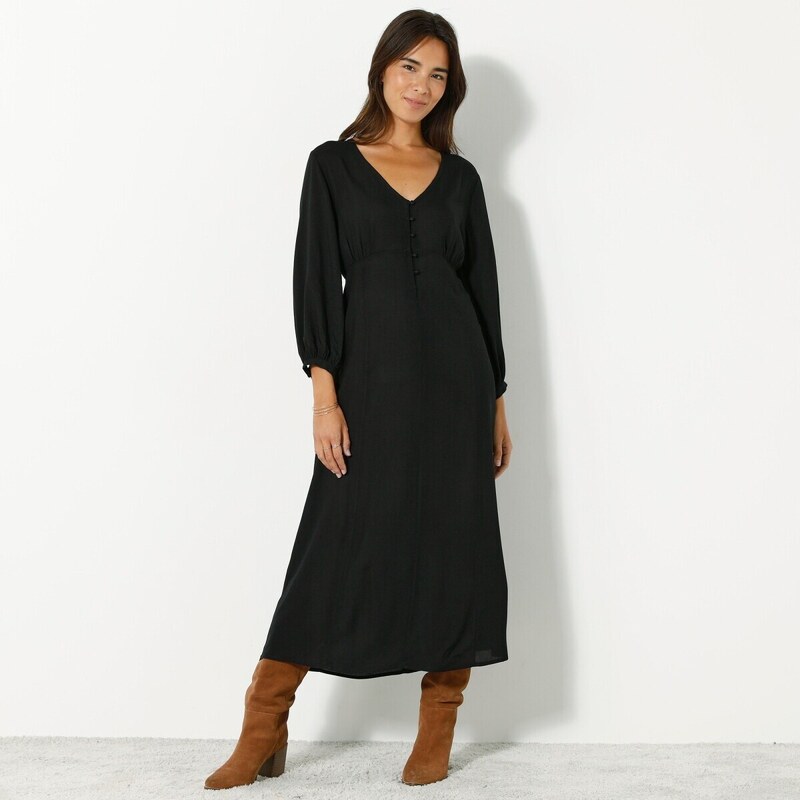 Blancheporte Jednofarebné šaty s 3/4 rukávmi čierna 040