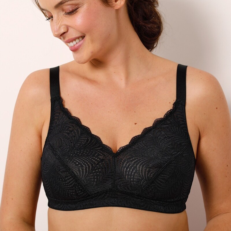 Zmenšujúca čipková podprsenka, bez kostíc čierna 100 Blancheporte 67126324