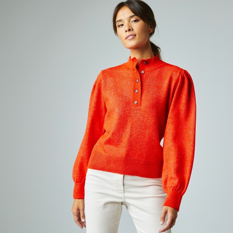 Pulóver s nadýchanými dlhými rukávmi oranžová 040 Blancheporte 48078745