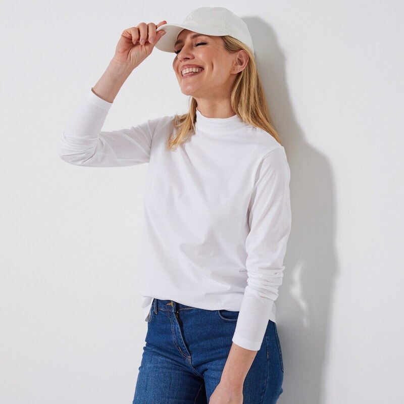 Tričko so stojačikom a dlhými rukávmi biela 052 Blancheporte 48078787