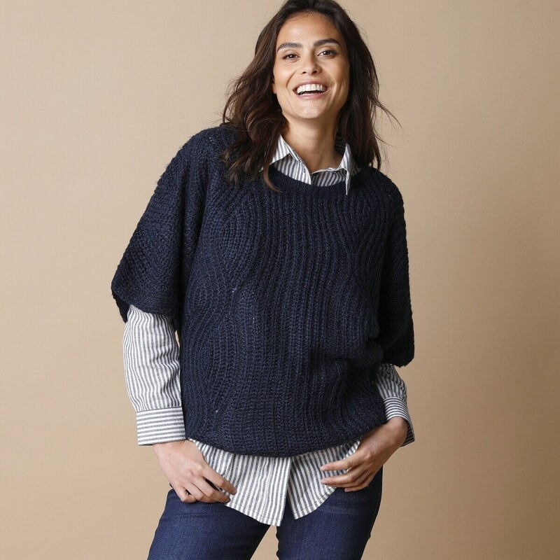 Pulóver s netopierími rukávmi po lakte nám.modrá 052 Blancheporte 48078846