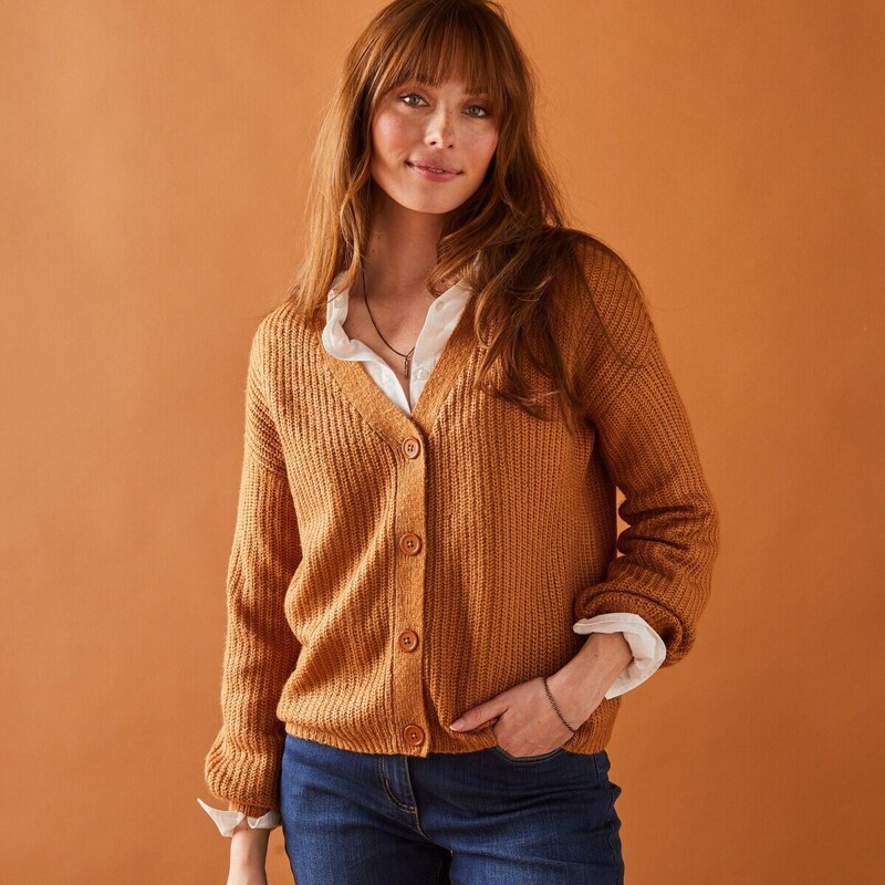 Voľný sveter, mohérový na dotyk karamelová 040 Blancheporte 48078900