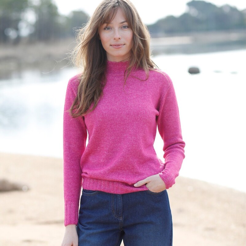 Pulóver so stojačikom z recyklovaného polyesteru fuksia 048 48078978