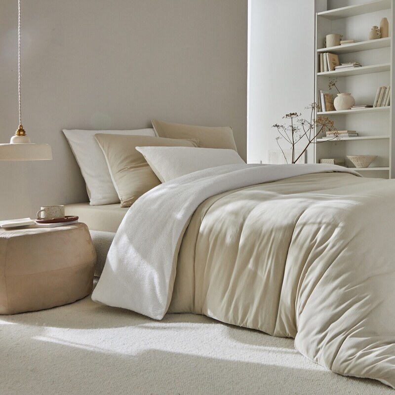 Blancheporte Fleecová obojstranná posteľná bielizeň, hebká na dotyk piesková 063