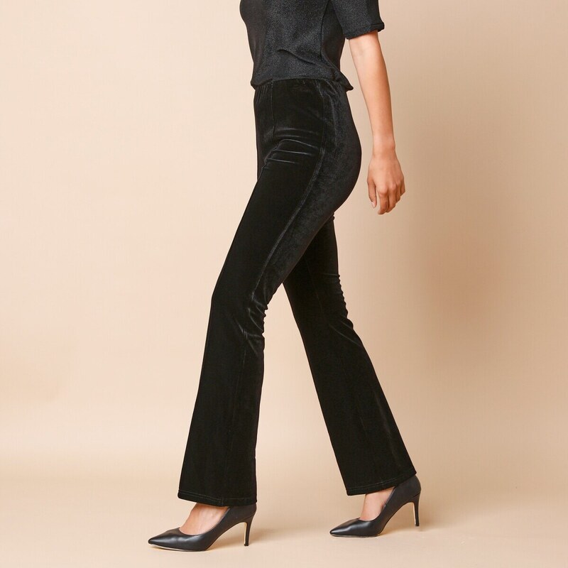 Velúrové bootcut legíny s pružným pásom čierna 036 Blancheporte 48079286