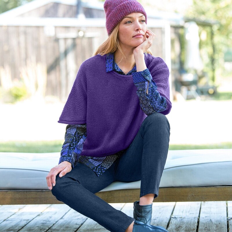 Pulóver so skrátenými rukávmi fialová 040 Blancheporte 48079467