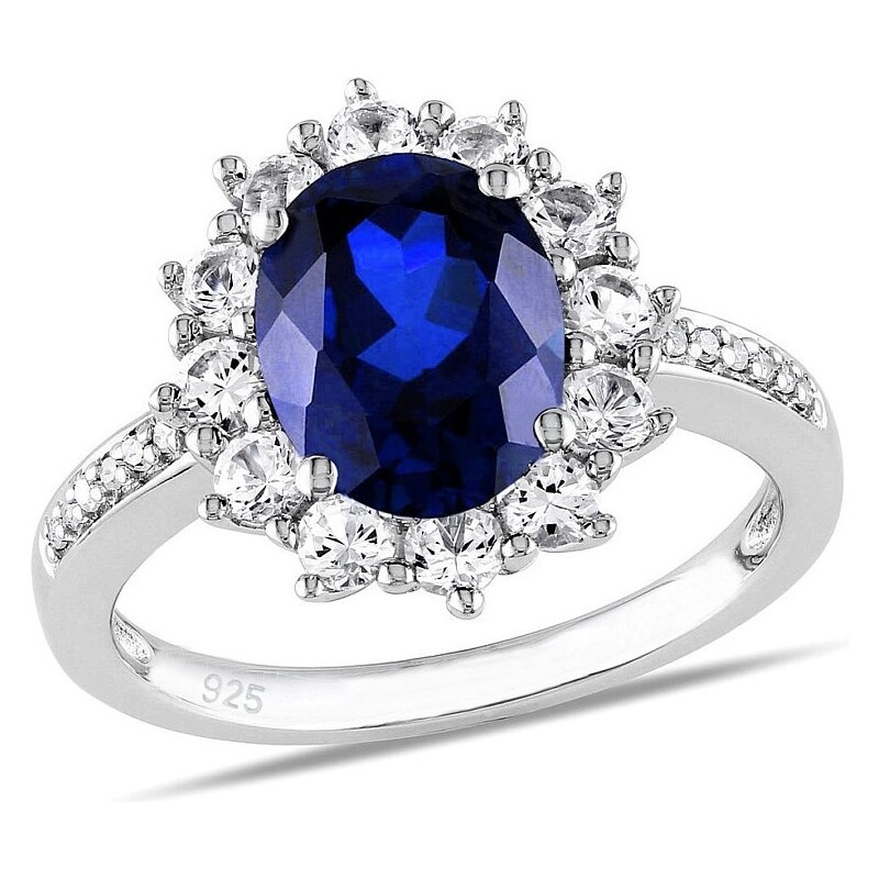 Ligot Strieborný prsteň princeznej Kate so syntetickým zafírom 49018591