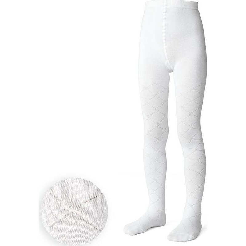 BASIC Biele dievčenské pančuchy s jemným vzorom Art. 071 FN365, WHITE 48089535