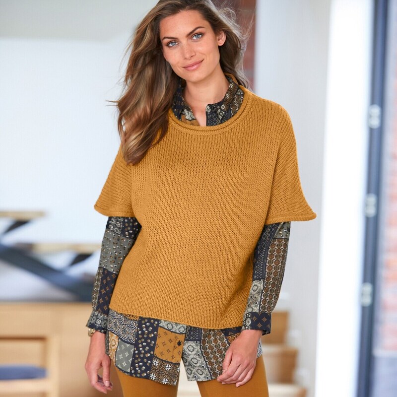 Pulóver so skrátenými rukávmi medová 040 Blancheporte 48098202