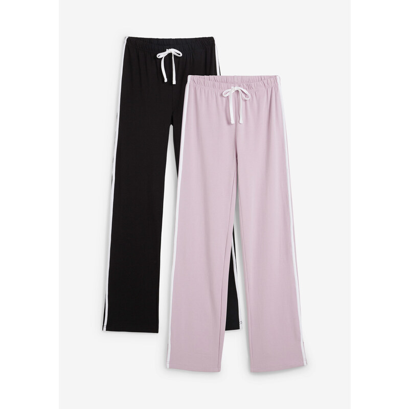 bonprix Džersejové nohavice z bavlny so strečom (2 ks), farba čierna 44731709