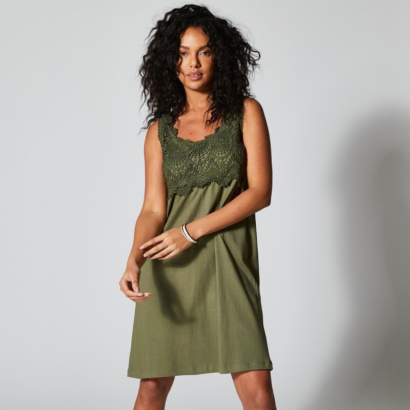 Šaty s macramé khaki 044 Blancheporte 66354672