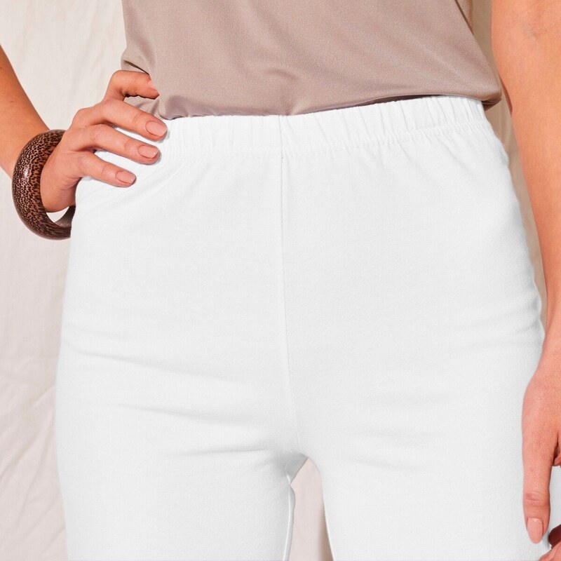 Blancheporte Splývavé široké nohavice s pružným pásom biela 036