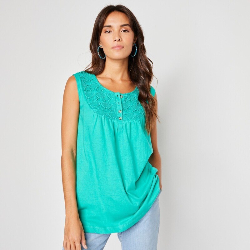 Tunikový top s macramé zelená 040 Blancheporte 48126136