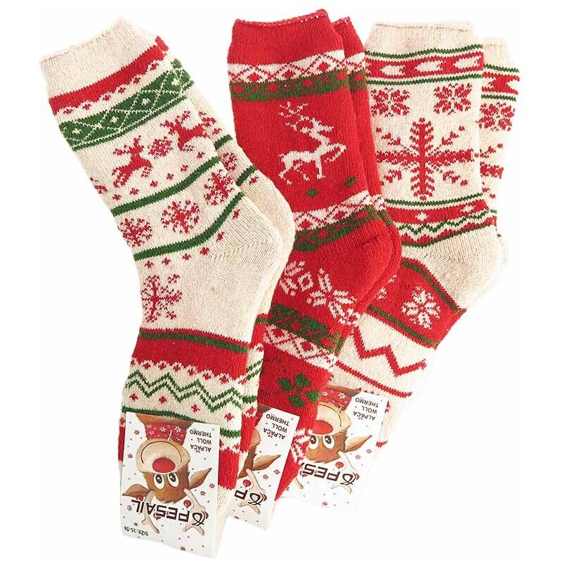 Dámske vlnené ponožky vianočné 3páry