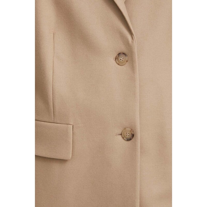 Vlnený kabát Tommy Hilfiger béžová farba,prechodný,WW0WW41662