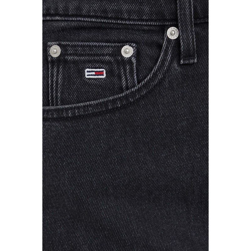 Rifľová sukňa Tommy Jeans čierna farba,mini,puzdrová,DW0DW17286